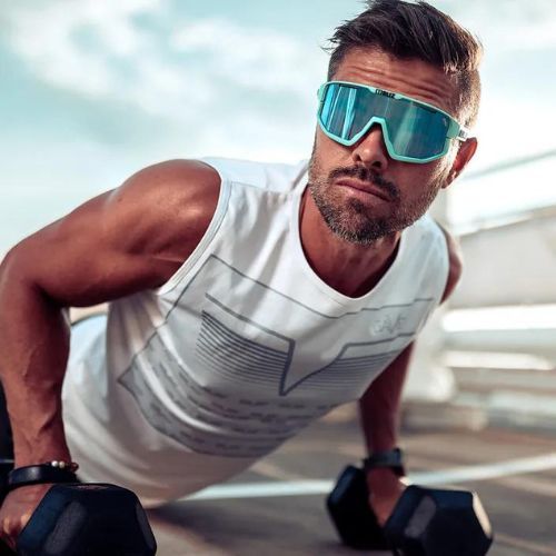 Bliz Fusion Nano Optics Nordic Light S2 ochelari de ciclism mat turcoaz/begonia/albastru violet multi