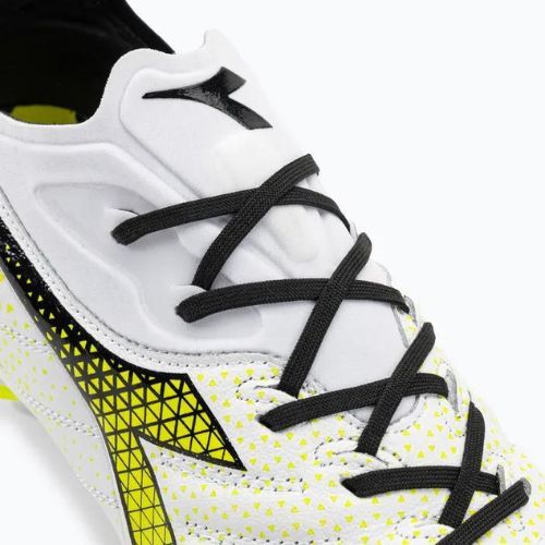 Ghete de fotbal Diadora Brasil Elite Tech GR LPX pentru bărbați, alb/negru/galben-fluo