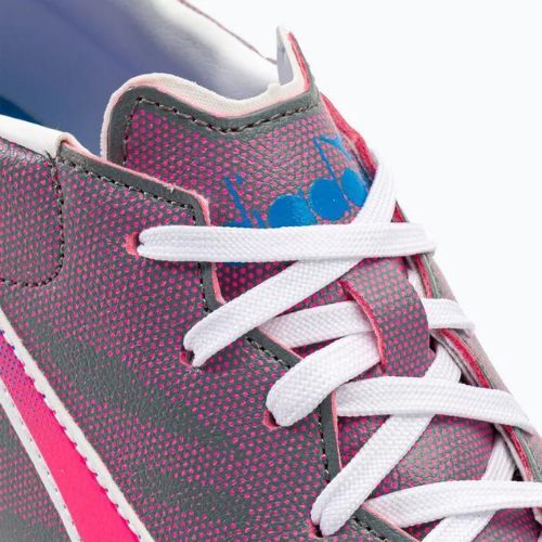 Ghete de fotbal pentru bărbați Diadora Brasil Elite Veloce GR TFR alb/roz fluo/albastru fluo