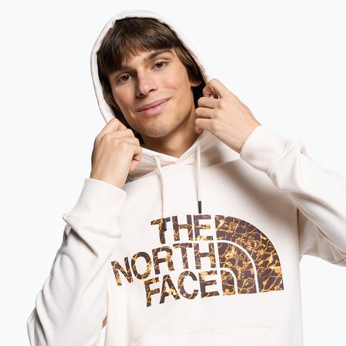 Bărbați The North Face Standard Hoodie cu glugă gardenia alb/maro cărbune cu imprimare de distorsiune a apei