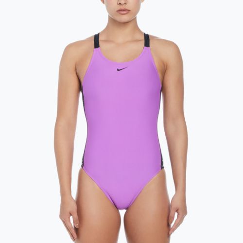 Costum de baie o piesă pentru femei Nike Logo Tape Fastback fuchsia dream
