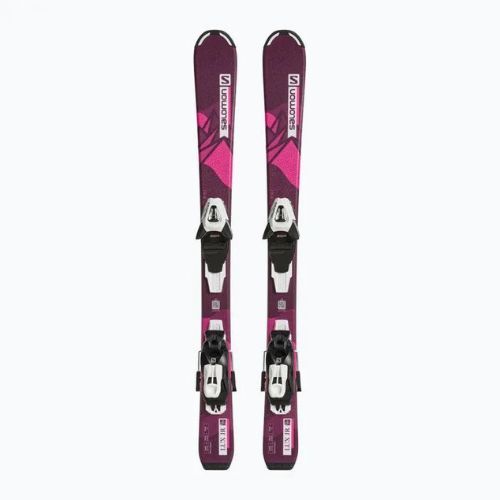 Schiuri de coborâre pentru copii Salomon Lux Jr S + C5 bordeau/pink