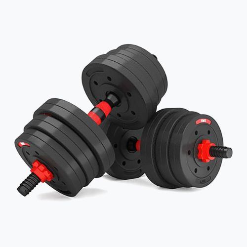 Set de gantere cu conexiune la halteră HMS SGP20 20 kg negru/roșu