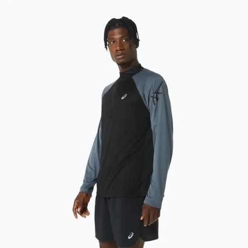 Longsleeve de alergat pentru bărbați ASICS Icon 1/2 Zip performance black/carrier grey