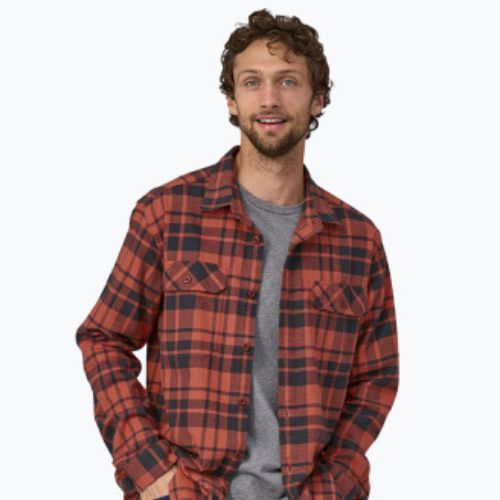 Tricou pentru bărbați Patagonia Organic Cotton MW Fjord Flannel ice caps/burl red