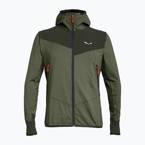 Bluză de trekking pentru bărbați Salewa Agner Hybrid PL/DST FZ dark olive melange