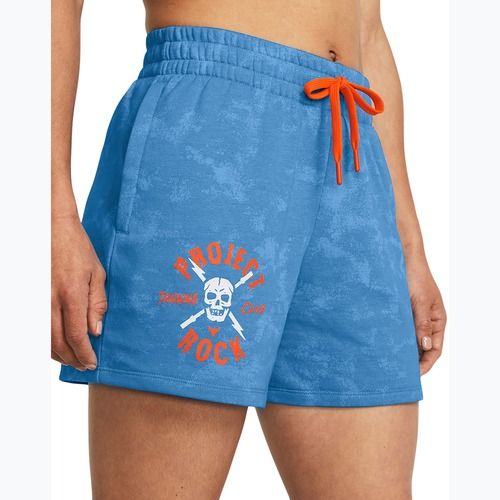 Pantaloni scurți de antrenament pentru femei Under Armour Project Rock Underground Terry viral blue/phoenix/white