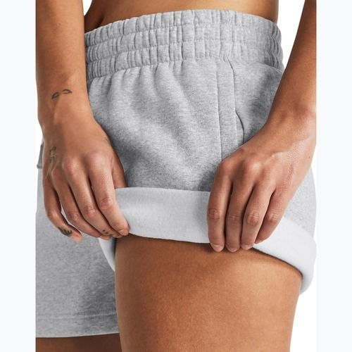 Pantaloni scurți de antrenament pentru femei Under Armour Rival Fleece mod gray light heather/white