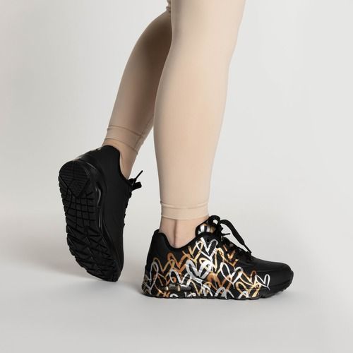 Încălțăminte pentru femei SKECHERS Uno Metallic Love black/metallic