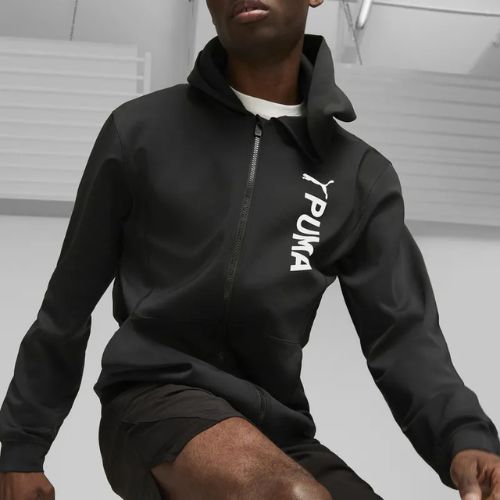 Bluză de antrenament pentru bărbați PUMA Fit Double Knit FZ Hoodie puma black