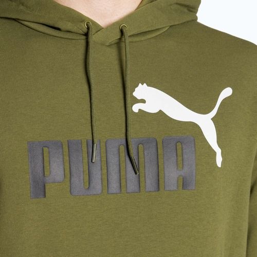 Bluză pentru bărbați PUMA Essentials+ Two-Tone Big Logo Hoodie TR olive green