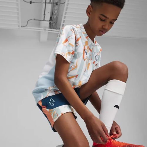 Pantaloni scurți de fotbal pentru copii PUMA Neymar JR Creativity Training ocean tropic/hot heat