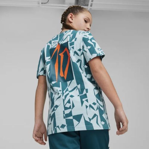 Tricou de fotbal pentru copii PUMA Neymar Jr Creativity Logo Tee ocean tropic/turquoise surf