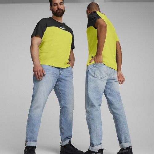 Tricou pentru bărbați PUMA ESS+ Block Tee puma black/lime sheen