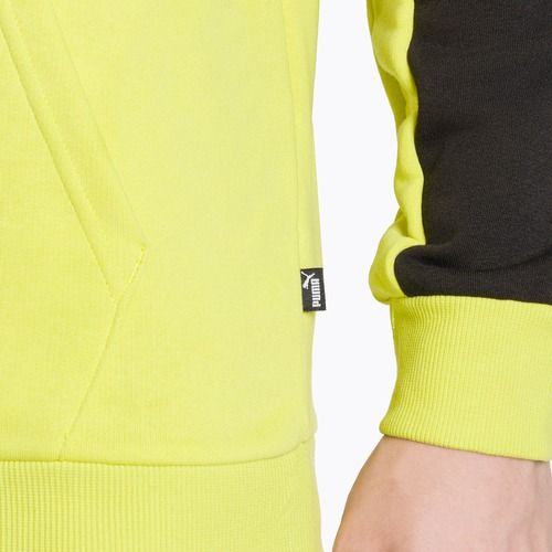 Bluză pentru bărbați PUMA ESS+ Block Hoodie TR puma black/lime sheen