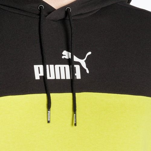 Bluză pentru bărbați PUMA ESS+ Block Hoodie TR puma black/lime sheen