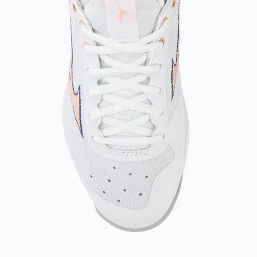 Încălțăminte de volei pentru femei Mizuno Wave Luminous 2 white/navy peony/peach parfait