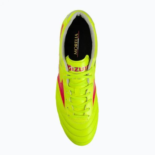 Încălțăminte de fotbal pentru bărbați Mizuno Morelia II Elite MD safety yellow/fiery coral 2/galaxy silver