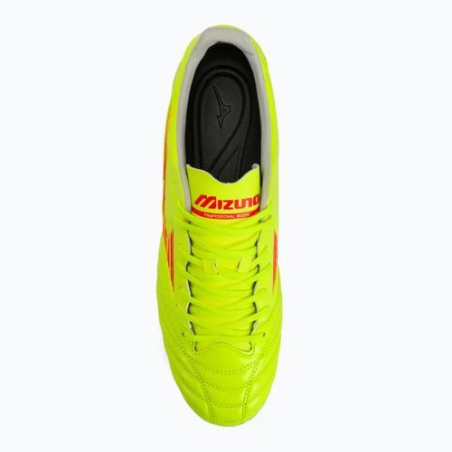 Încălțăminte de fotbal pentru bărbați Mizuno Morelia Neo IV Pro MD safety yellow/fiery coral 2/galaxy silver