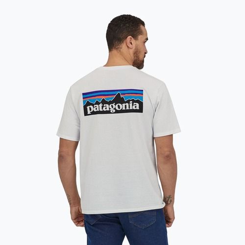 Tricou de trekking pentru bărbați Patagonia P-6 Logo Responsibili-Tee white