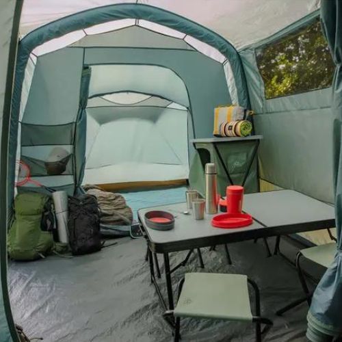 Cort de camping gonflabil pentru 8 persoane KADVA AIRcamp 8.44 verde