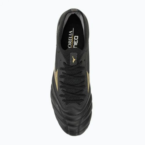 Încălțăminte de fotbal pentru bărbați  Mizuno Morelia Neo IV Beta SG black/gold/black