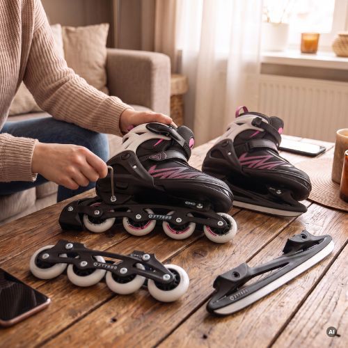 Patine cu role pentru copii ATTABO 2 w 1 Kylo roz