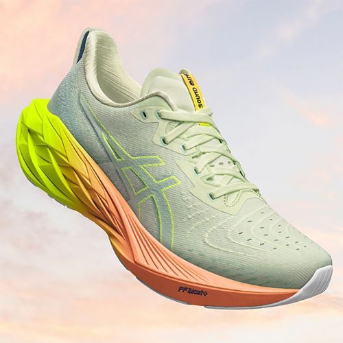 Încălțăminte de alergare pentru femei  ASICS Novablast 4 Paris cool matcha/safety yellow