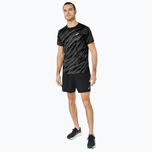 Tricou de alergare pentru bărbați ASICS All Over Print Top graphite grey/performance black