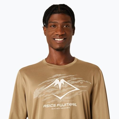 Longsleeve de alergare pentru bărbați ASICS Fujitrail Logo pepper/feather grey/oatmeal