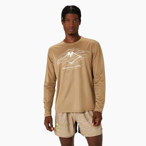 Longsleeve de alergare pentru bărbați ASICS Fujitrail Logo pepper/feather grey/oatmeal