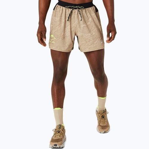 Pantaloni scurți de alergare pentru bărbați ASICS Fujitrail All Over Print 5IN pepper