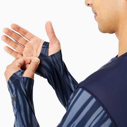 Longsleeve de alergare pentru bărbați ASICS Road All Over Print blue expanse/midnight