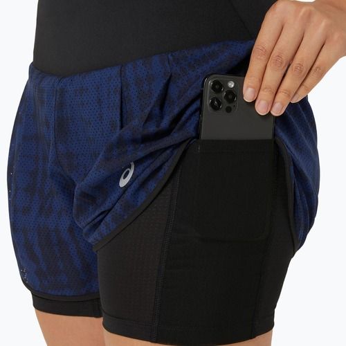 Pantaloni scurți de alergare pentru femei ASICS Road All Over Print 2N1 3.5IN midnight