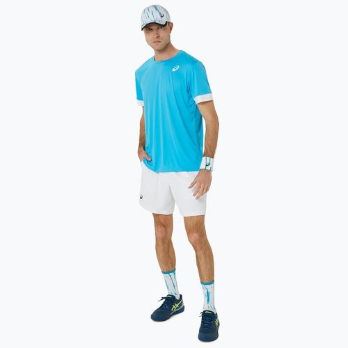 Tricou de tenis pentru bărbați ASICS Court SS Top digital aqua/brilliant white