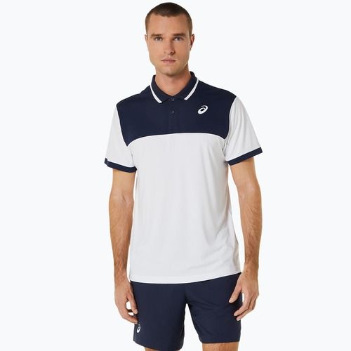 Tricou polo pentru bărbați ASICS Court Polo brilliant white/midnight