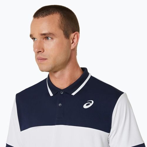 Tricou polo pentru bărbați ASICS Court Polo brilliant white/midnight