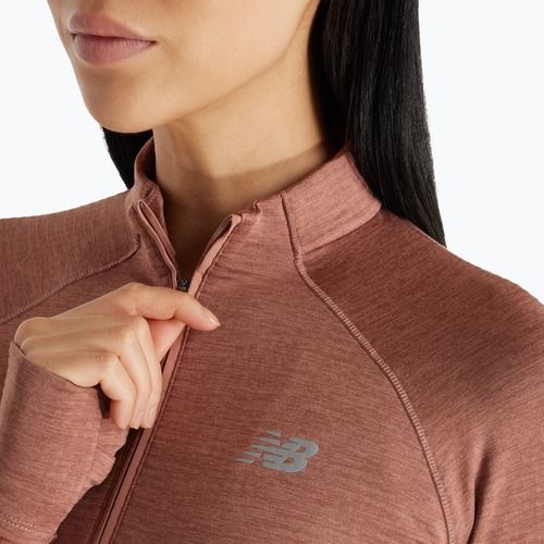 Longsleeve de alergare pentru femei New Balance Athletics Heat Grid 1/2 Zip sparrow heather