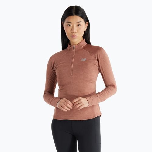 Longsleeve de alergare pentru femei New Balance Athletics Heat Grid 1/2 Zip sparrow heather