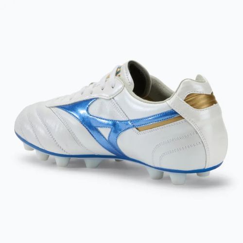 Încălțăminte de fotbal pentru bărbați Mizuno Morelia II Elite Md white/laser blue/gold