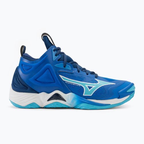 Încălțăminte de volei pentru bărbați Mizuno Wave Momentum 3 Mid mugen blue/white/estate blue