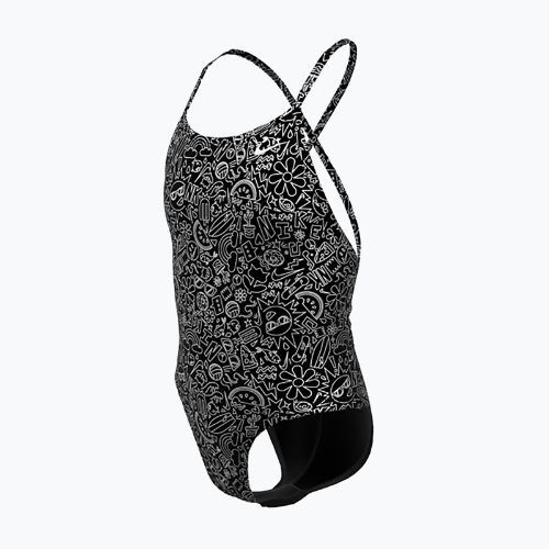Costum de baie dintr-o piesă pentru copii Nike Hydrastrong Charms Multi Print Lace Up Back black