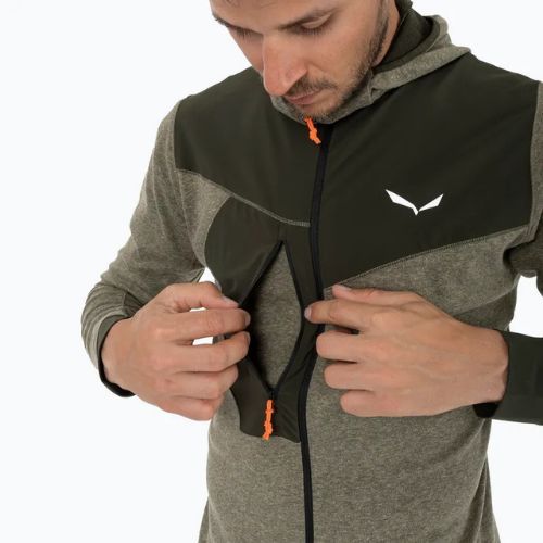 Bluză de trekking pentru bărbați Salewa Puez 2 Dry Hood FZ dark olive melange