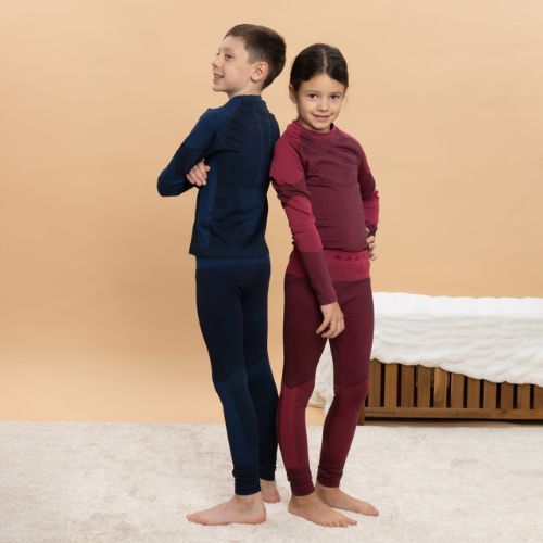 Set complet de lenjerie termică pentru copii KADVA Frosty Jrg Set fără cusături roz