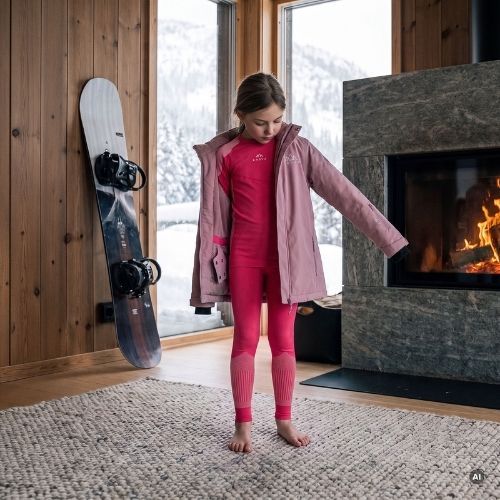 Set complet de lenjerie termică pentru copii KADVA Frosty Jrg Set fără cusături roz