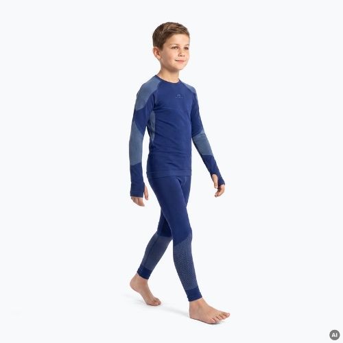 Set complet de lenjerie termică pentru copii KADVA Frosty Jrb Set, fără cusături, bleumarin