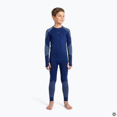Set complet de lenjerie termică pentru copii KADVA Frosty Jrb Set, fără cusături, bleumarin
