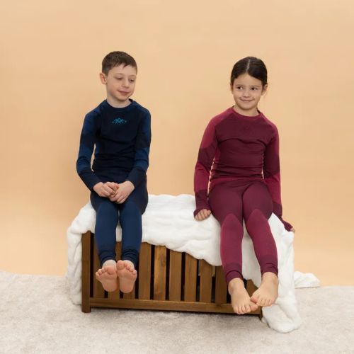 Set complet de lenjerie termică pentru copii KADVA Frosty Jrb Set, fără cusături, bleumarin