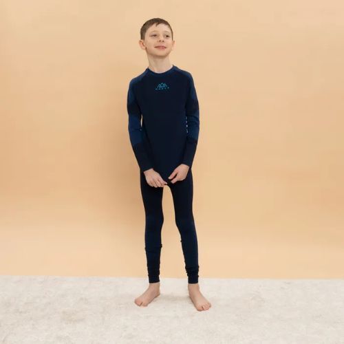 Set complet de lenjerie termică pentru copii KADVA Frosty Jrb Set, fără cusături, bleumarin