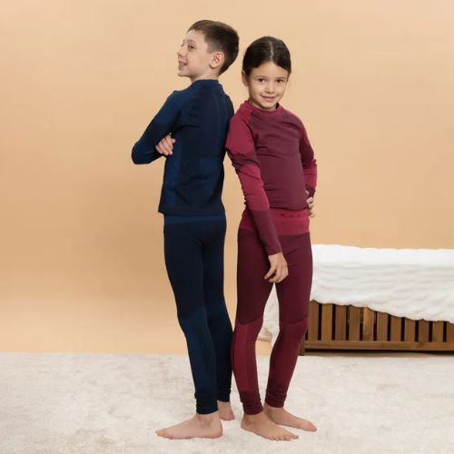 Set complet de lenjerie termică pentru copii KADVA Frosty Jrb Set, fără cusături, bleumarin